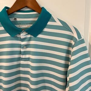 Under Armour Men's Striped Polo Shirt - Teal and White